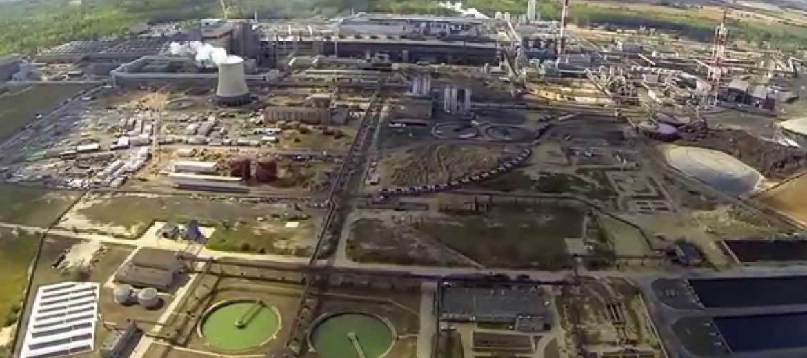 Huta Miedzi Głogów z lotu ptaka (foto: youtube.com)
