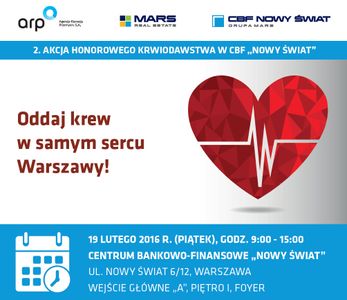 [Warszawa] Oddaj krew w samym sercu Warszawy Jesienna zbiórka krwi w CBF „Nowy Świat”!