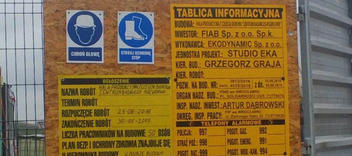 Budowa nowej siedziby FIAB Polska (fabryka+biura+centrum B+R) na ul. Rakietowej we Wrocławiu