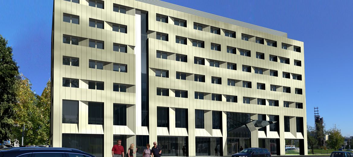 Wizualizacja: domex-bud.pl – Widok hotelu od ulicy Strzegomskiej