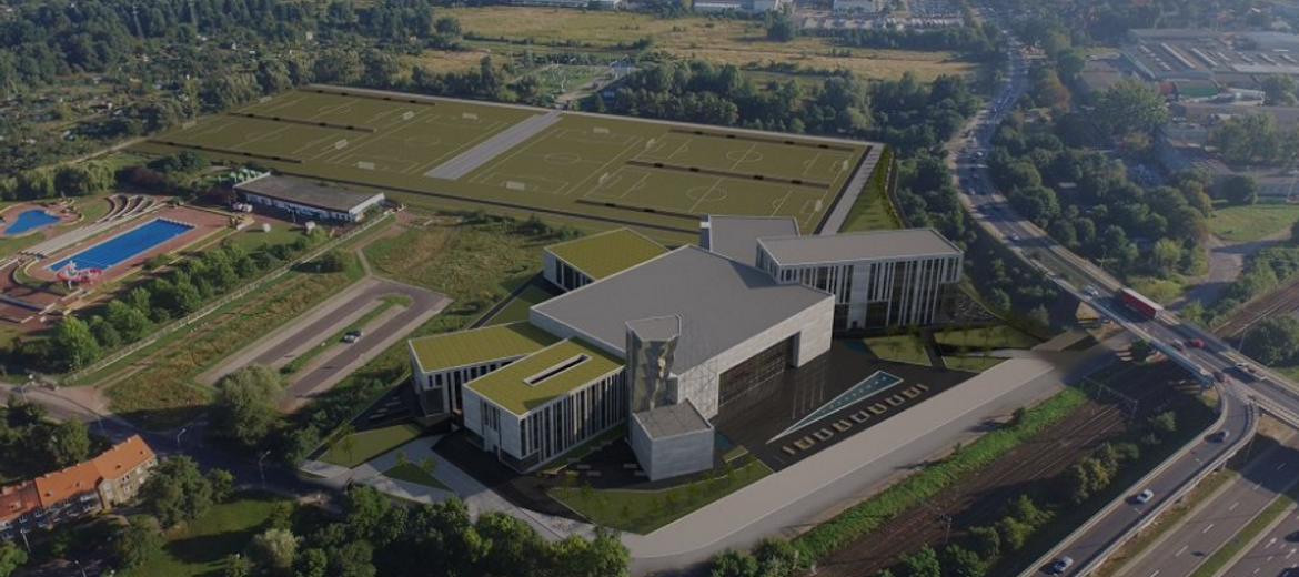 Wizualizacja Centrum Sportowo-Rekreacyjnego Ślęzy Wrocław na Kłokoczycach (projekt: BCM Architekci Sp. z o.o.)